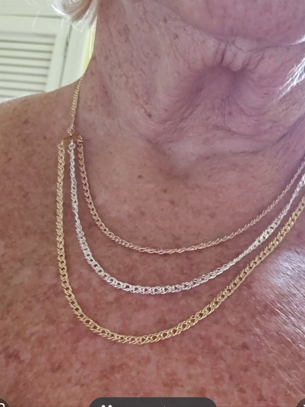 NWT Milor Italy Ultrafine 950 Silver Tricolor 3-Strand Double Curb Necklace
